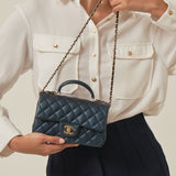 Chanel Mini Rec Top Handle Dark Navy - (MICROCHIP)