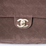 Chanel Maxi Flap 32CM Suede Dark Brown GHW