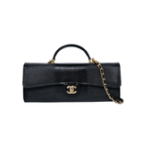 Chanel Lizard Embossed Clutch with Chain