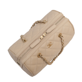 Chanel Mini Bowling Bag Beige Caviar -(MICROCHIP)