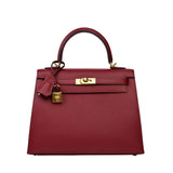 Hermes Kelly 25 Rouge Grenat Sellier GHW - U