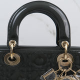 Dior Lady Dior Small Patent Dark Gray