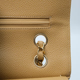 Chanel Double Flap Medium Dark Beige Vintage GHW -s8