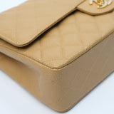 Chanel Double Flap Medium Dark Beige Vintage GHW -s8