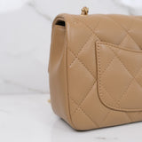 Chanel Mini Flap Quilted Heart Charm Dark Beige GHW