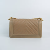 Chanel Chevron Le Boy Dark Beige - S25