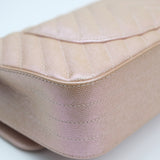 Chanel Double Flap Medium Chevron Iridescent Beige SHW - s24