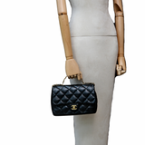 Chanel Seasonal Quilted Top Handle Flap Black - (MICROCHIP)