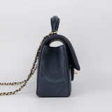 Chanel Mini Rec Top Handle Dark Navy - (MICROCHIP)