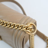 Chanel Chevron Le Boy Dark Beige - S25