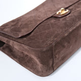 HOLD | Chanel Maxi Flap Suede Choco Brown GHW - (MICROCHIP)