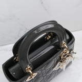 Dior Lady Dior Small Patent Dark Gray