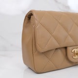 Chanel Mini Flap Quilted Heart Charm Dark Beige GHW