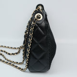 Chanel 2025SS Mesh & Shiny Lambskin Clutch with Chain