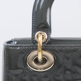 Dior Lady Dior Small Patent Dark Gray