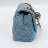 Chanel Mini Square Denim Blue Pearl Crush - (MICROCHIP)