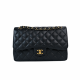 Chanel Double Flap Jumbo Black Ghw -s16