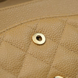 Chanel Double Flap Medium Dark Beige Vintage GHW -s8