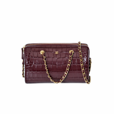 Chanel Bowling Bag Croc Burgundy