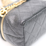 Chanel Black Micro Caviar Vanity Case with Chain - s31