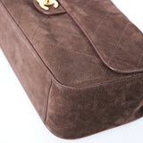 Chanel Maxi Flap 32CM Suede Dark Brown GHW