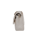 Chanel Double Flap Medium Caviar White GHW - s27