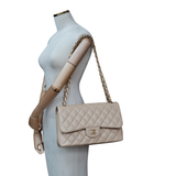 Chanel Double Flap Jumbo Beige GHW - (MICROCHIP)