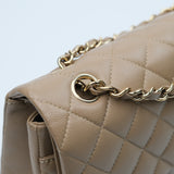 Chanel Double Flap Medium Dark Beige GHW - (MICROCHIP)