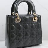 Dior Lady Dior Small Patent Dark Gray