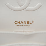 Chanel Double Flap Medium Caviar White GHW - s27
