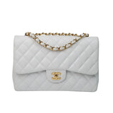 Chanel Vintage Single Flap White Caviar GHW -s12