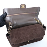 HOLD | Chanel Maxi Flap Suede Choco Brown GHW - (MICROCHIP)