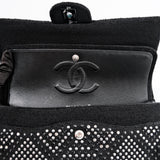 Chanel Strass Swarovski Crystal Black Tweed Medium Classic Flap