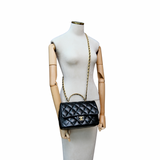 Chanel Seasonal Quilted Top Handle Flap Black - (MICROCHIP)