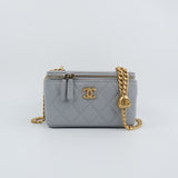 Chanel Vanity Caviar Light Gray Sweetheart Crush