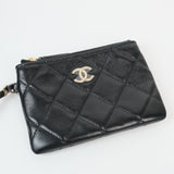Chanel 2025SS Mesh & Shiny Lambskin Clutch with Chain