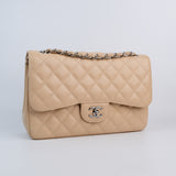 Chanel Double Flap Jumbo Beige SHW - s14