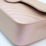 Chanel Double Flap Medium Chevron Iridescent Beige SHW - s24