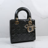 Dior Lady Dior Small Patent Dark Gray