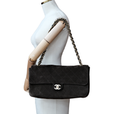 Chanel Maxi Flap Suede Dark Brown GHW - (MICROCHIP)