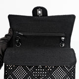 Chanel Strass Swarovski Crystal Black Tweed Medium Classic Flap