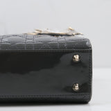 Dior Lady Dior Small Patent Dark Gray