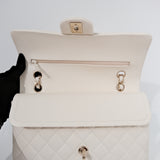 Chanel Double Flap Medium Caviar White GHW - s27