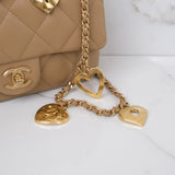 Chanel Mini Flap Quilted Heart Charm Dark Beige GHW