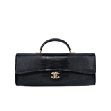 Chanel Lizard Embossed Clutch with Chain