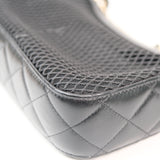 Chanel 2025SS Mesh & Shiny Lambskin Clutch with Chain