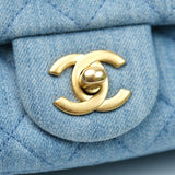 Chanel Mini Square Denim Blue Pearl Crush - (MICROCHIP)