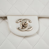 Chanel Double Flap Medium Caviar White GHW - s27