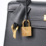 Hermes Kelly 25 Sellier Epsom Noir GHW - U