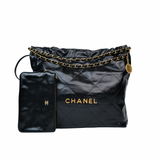 Chanel 22 Medium Black Shiny Calfskin - (MICROCHIP)